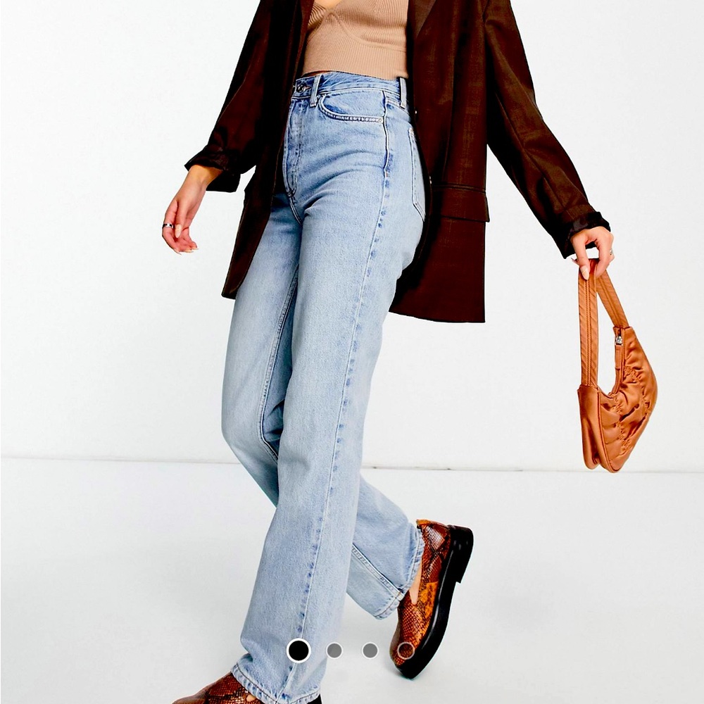 Topshop straight Kort jeans in bleach